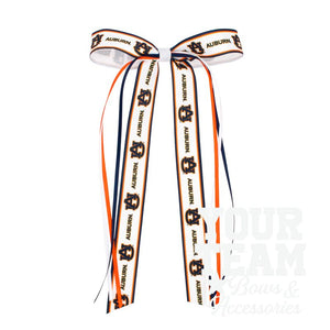 Pair of Auburn Logo Ribbon Boot Bows with Streamers