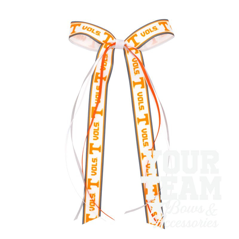 Pair of Tennessee Logo Ribbon Boot Bows with Streamers