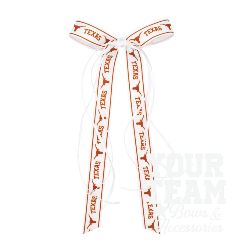Pair of University of Texas Logo Ribbon Boot Bows with Streamers