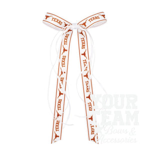 Pair of University of Texas Logo Ribbon Boot Bows with Streamers