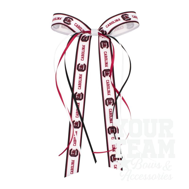 Pair of South Carolina Logo Ribbon Boot Bows with Streamers