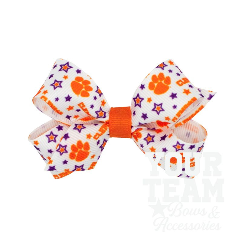 Mini Clemson Logo Print Hair Bow