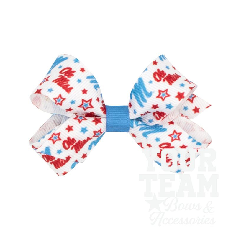 Mini Ole Miss Logo Print Hair Bow