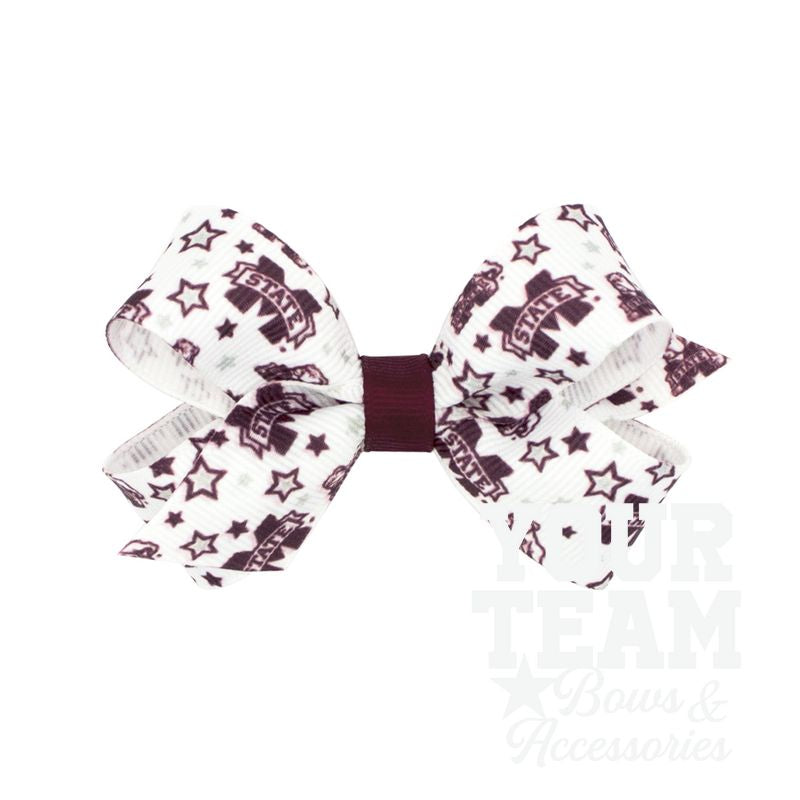 Mini Mississippi State Logo Print Hair Bow
