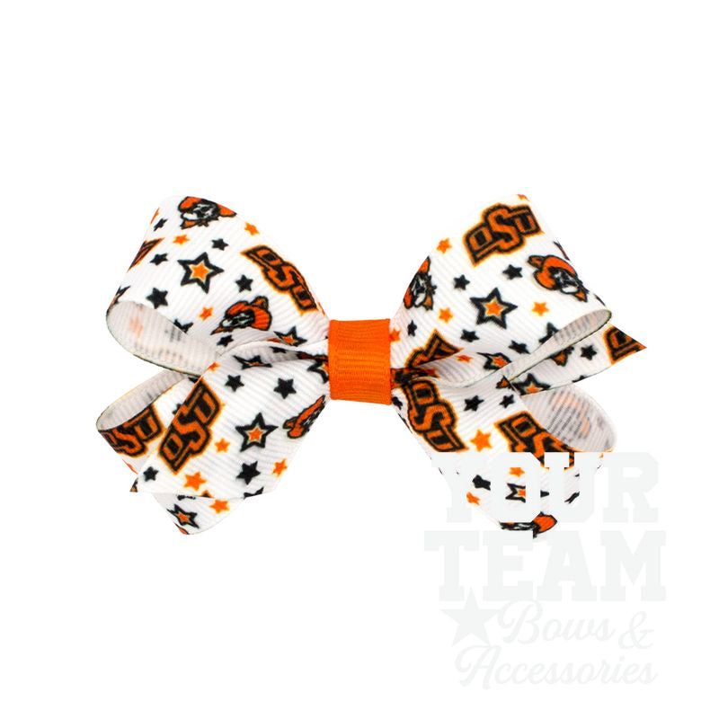 Mini Oklahoma State Logo Print Hair Bow