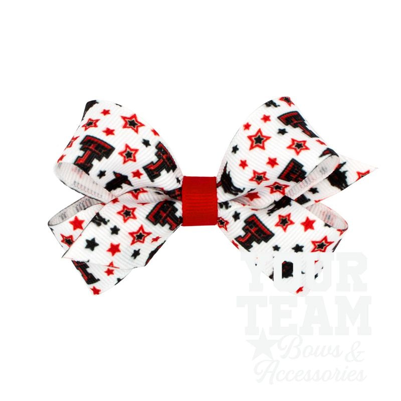 Mini Texas Tech Logo Print Hair Bow