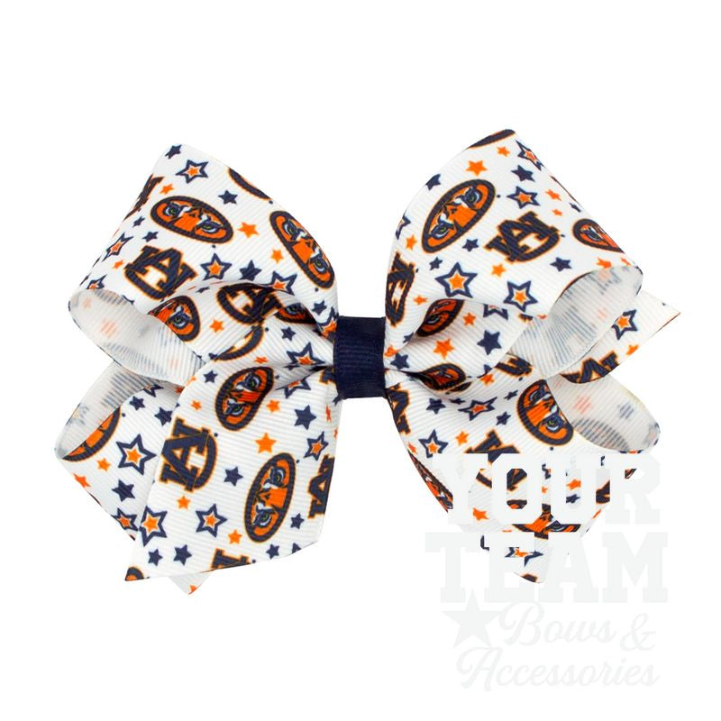 Medium Auburn Logo Print Hair Bow