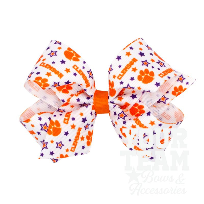 Medium Clemson Logo Print Hair Bow