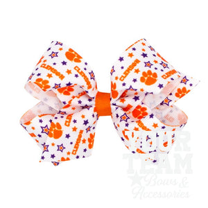 Medium Clemson Logo Print Hair Bow