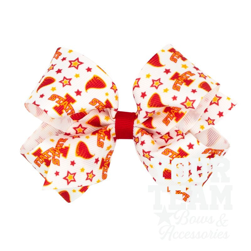 Medium Iowa State Logo Print Hair Bow