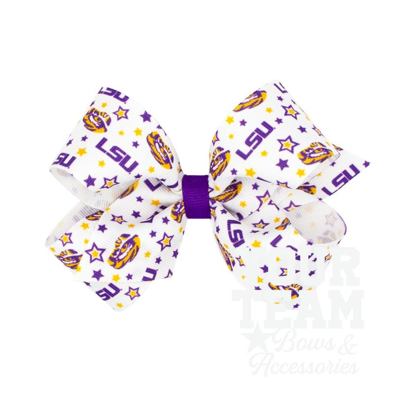 Medium Louisiana State Logo Print Hair Bow
