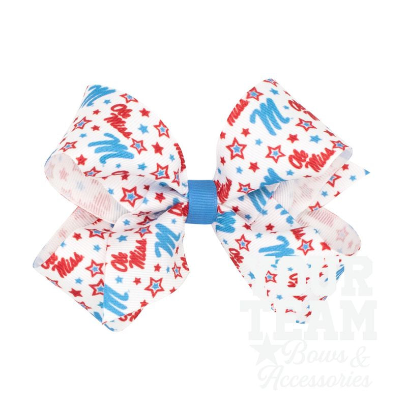 Medium Ole Miss Logo Print Hair Bow