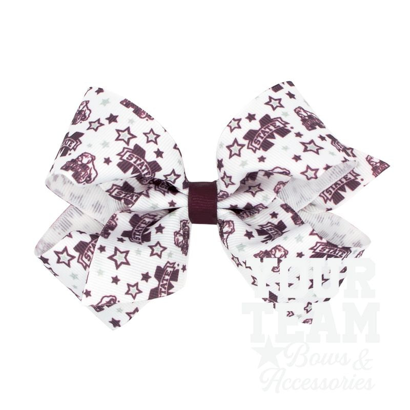 Medium Mississippi State Logo Print Hair Bow