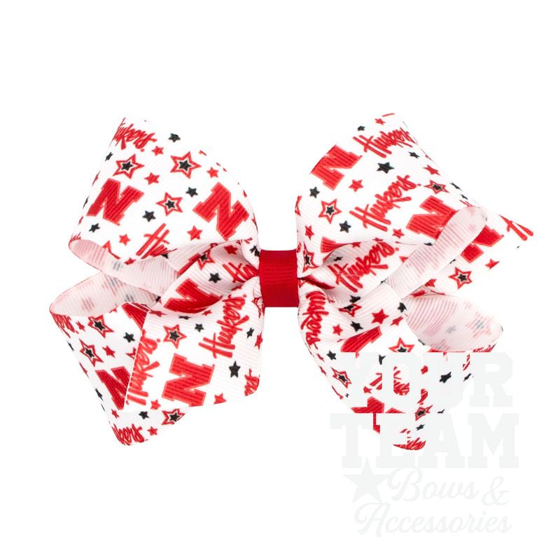 Medium Nebraska Logo Print Hair Bow