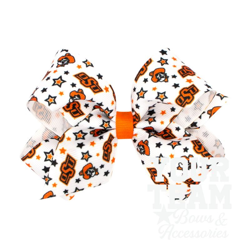 Medium Oklahoma State Logo Print Hair Bow
