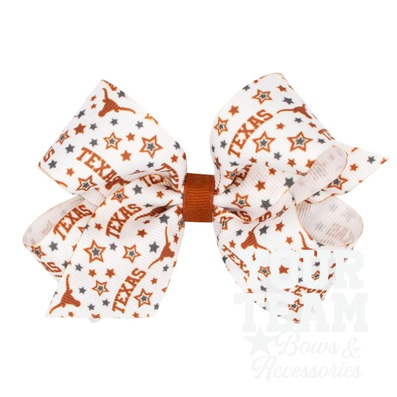 Medium University of Texas Logo Print Hair Bow