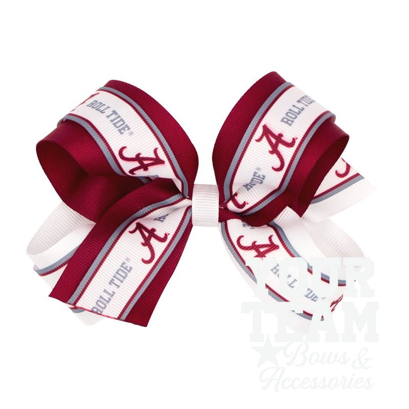 Large Alabama Logo Ribbon Underlay Hair Bow