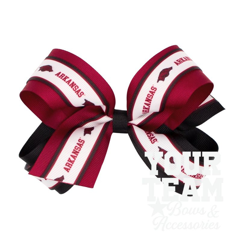 Large Arkansas Logo Ribbon Underlay Hair Bow
