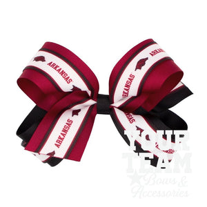 Large Arkansas Logo Ribbon Underlay Hair Bow