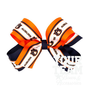 Large Auburn Logo Ribbon Underlay Hair Bow