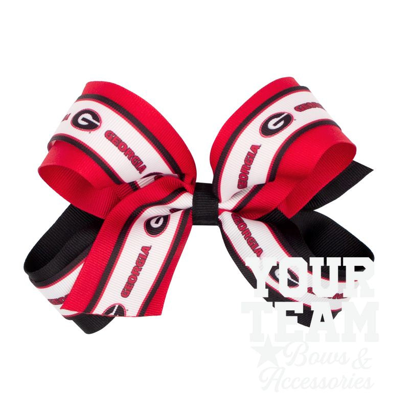 Large Georgia Logo Ribbon Underlay Hair Bow