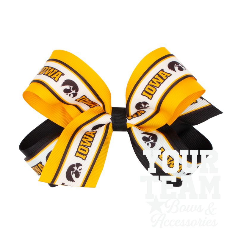 Large Iowa Logo Ribbon Underlay Hair Bow