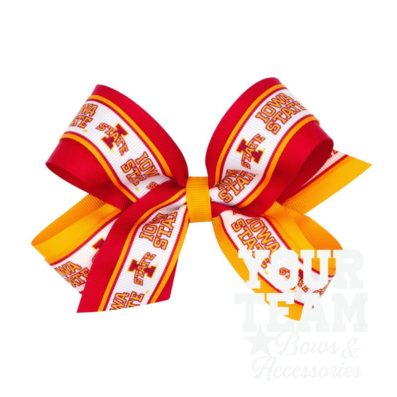 Large Iowa State Logo Ribbon Underlay Hair Bow