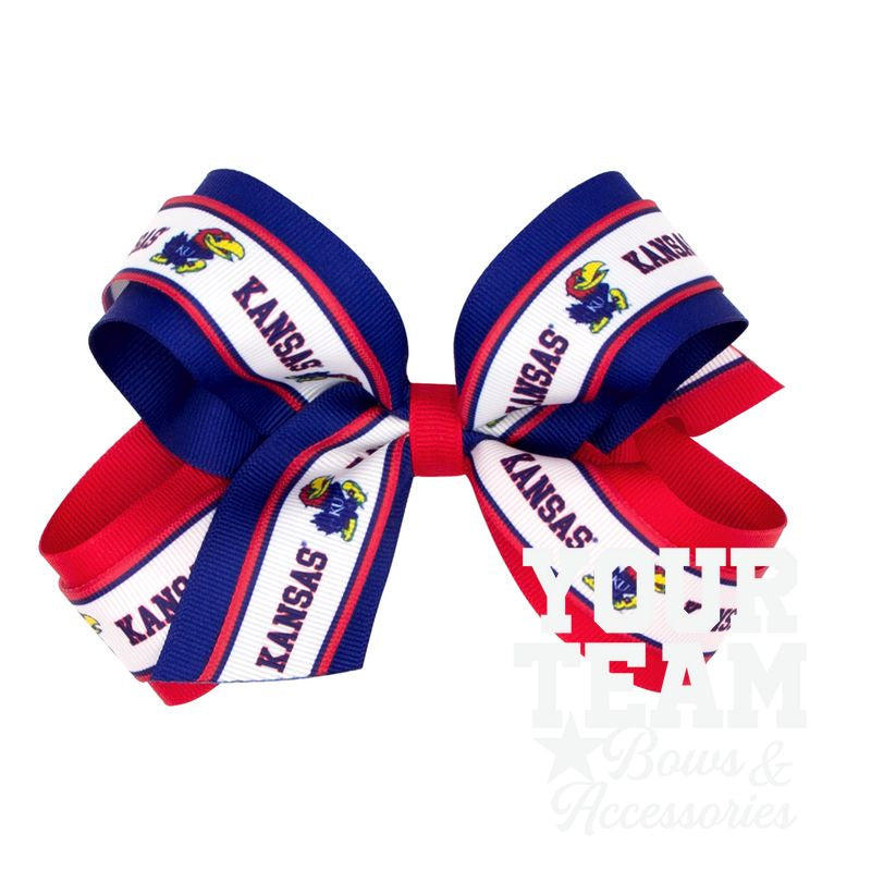 Large Kansas Logo Ribbon Underlay Hair Bow
