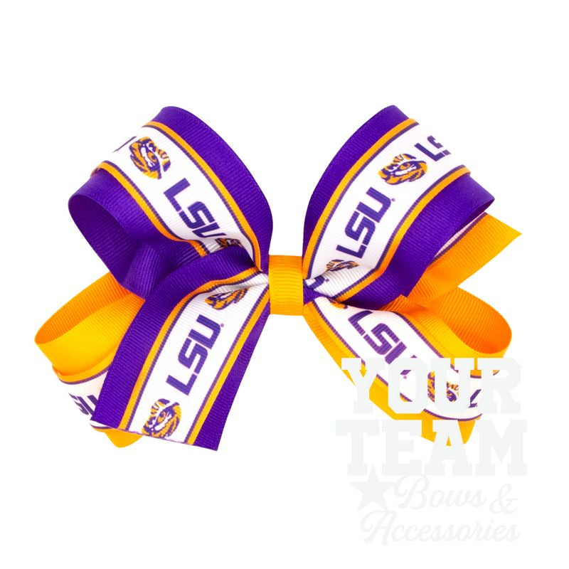 Large Louisiana State Logo Ribbon Underlay Hair Bow