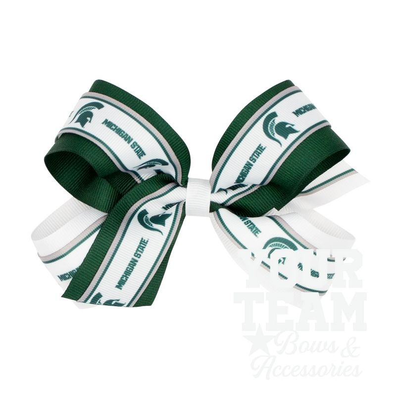 Large Michigan State Logo Ribbon Underlay Hair Bow