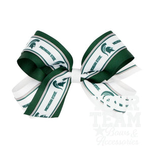 Large Michigan State Logo Ribbon Underlay Hair Bow