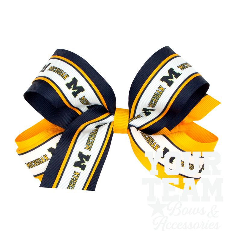 Large Michigan Logo Ribbon Underlay Hair Bow