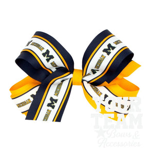 Large Michigan Logo Ribbon Underlay Hair Bow