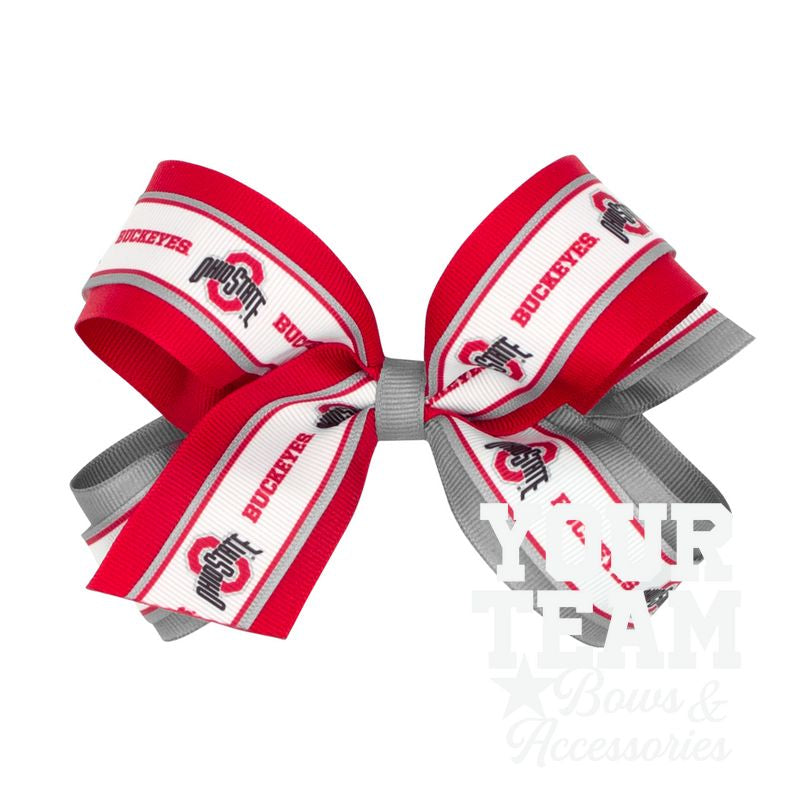 Large Ohio State Logo Ribbon Underlay Hair Bow