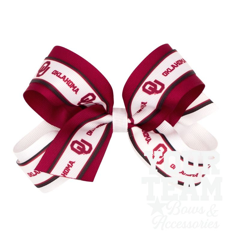 Large Oklahoma Logo Ribbon Underlay Hair Bow