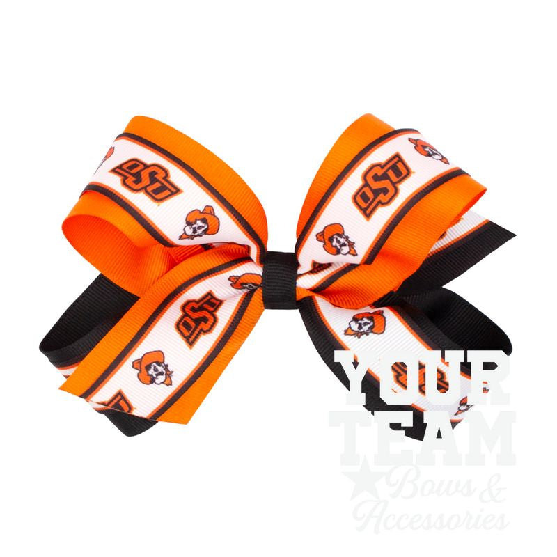 Large Oklahoma State Logo Ribbon Underlay Hair Bow