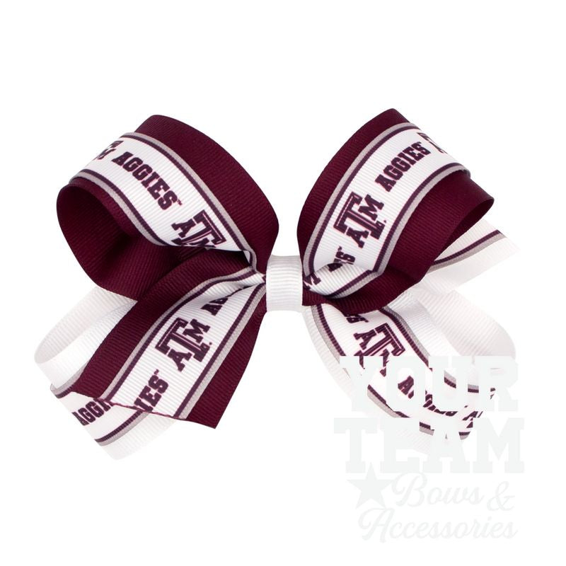 Large Texas A&M Logo Ribbon Underlay Hair Bow