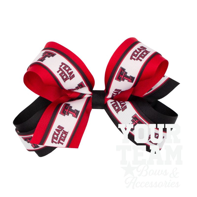 Large Texas Tech Logo Ribbon Underlay Hair Bow