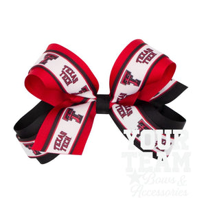 Large Texas Tech Logo Ribbon Underlay Hair Bow