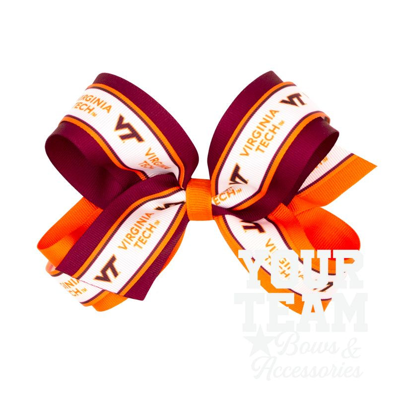 Large Virginia Tech Logo Ribbon Underlay Hair Bow