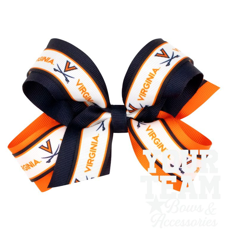 Large Virginia Logo Ribbon Underlay Hair Bow