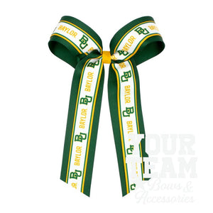 Large Baylor Logo Ribbon Underlay Hair Bow with Streamer Tails