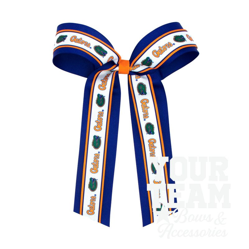 Large Florida Logo Ribbon Underlay Hair Bow with Streamer Tails