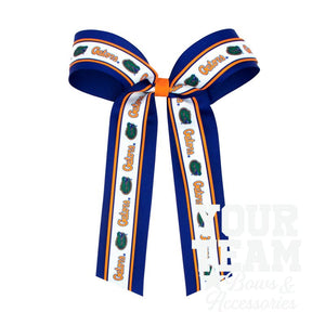 Large Florida Logo Ribbon Underlay Hair Bow with Streamer Tails