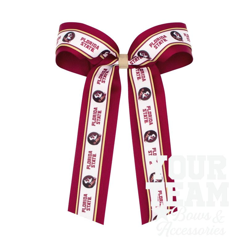 Large Florida State Logo Ribbon Underlay Hair Bow with Streamer Tails