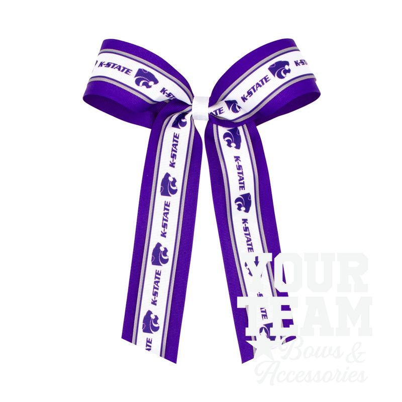 Large Kansas State Logo Ribbon Underlay Hair Bow with Streamer Tails