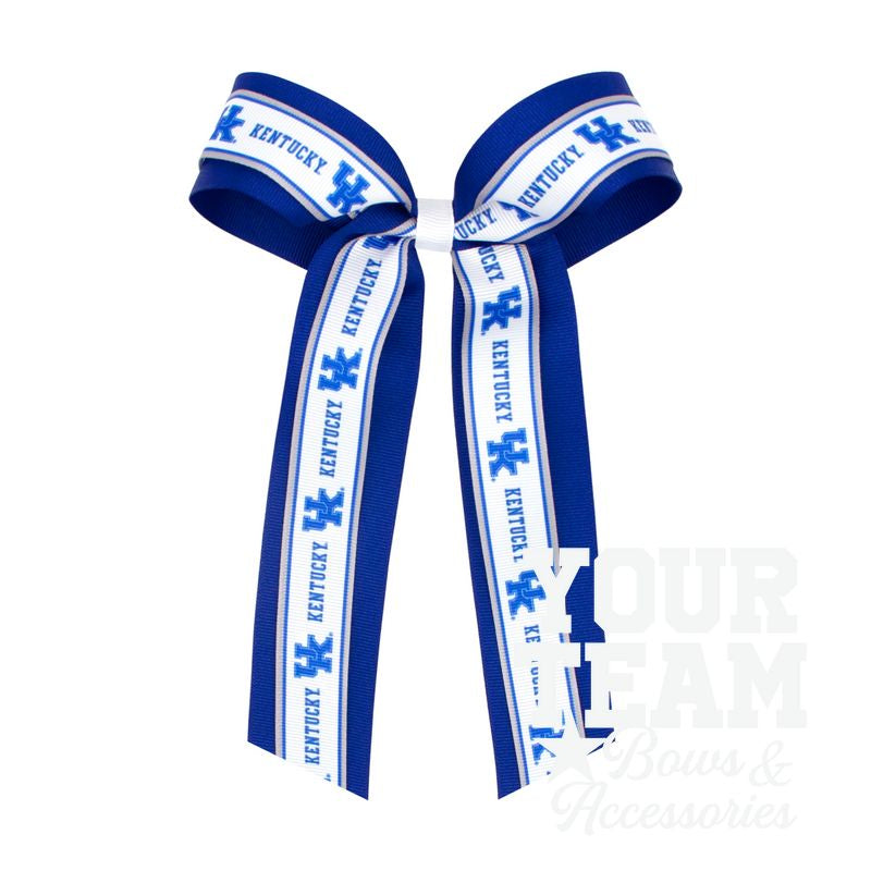 Large Kentucky Logo Ribbon Underlay Hair Bow with Streamer Tails