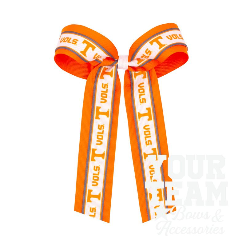 Large Tennessee Logo Ribbon Underlay Hair Bow with Streamer Tails