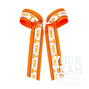 Large Tennessee Logo Ribbon Underlay Hair Bow with Streamer Tails