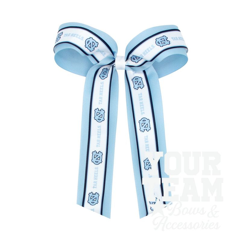 Large North Carolina Logo Ribbon Underlay Hair Bow with Streamer Tails